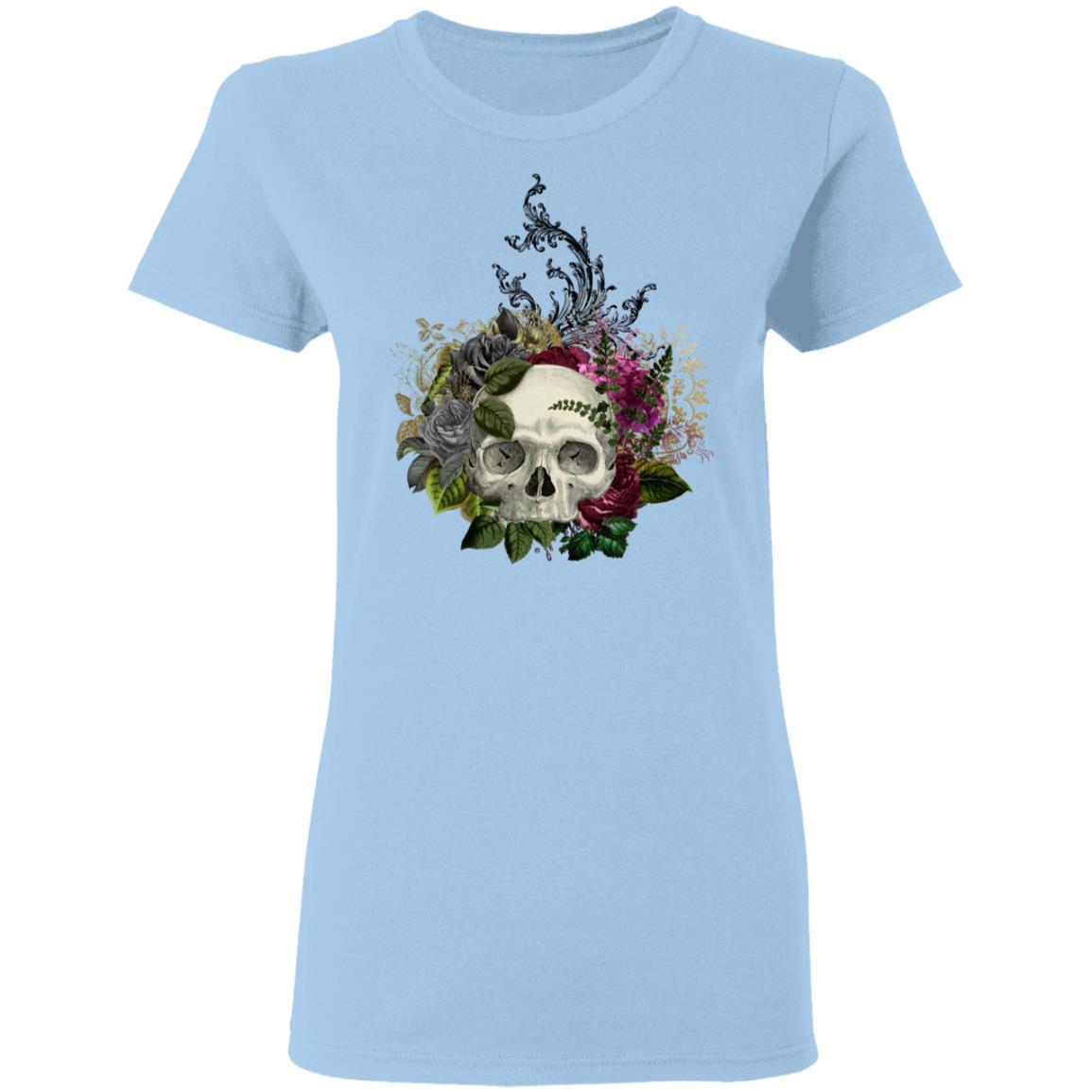 T-Shirts Light Blue / S Winey Bitches Co Skull Design #1 Ladies' 5.3 oz. T-Shirt WineyBitchesCo