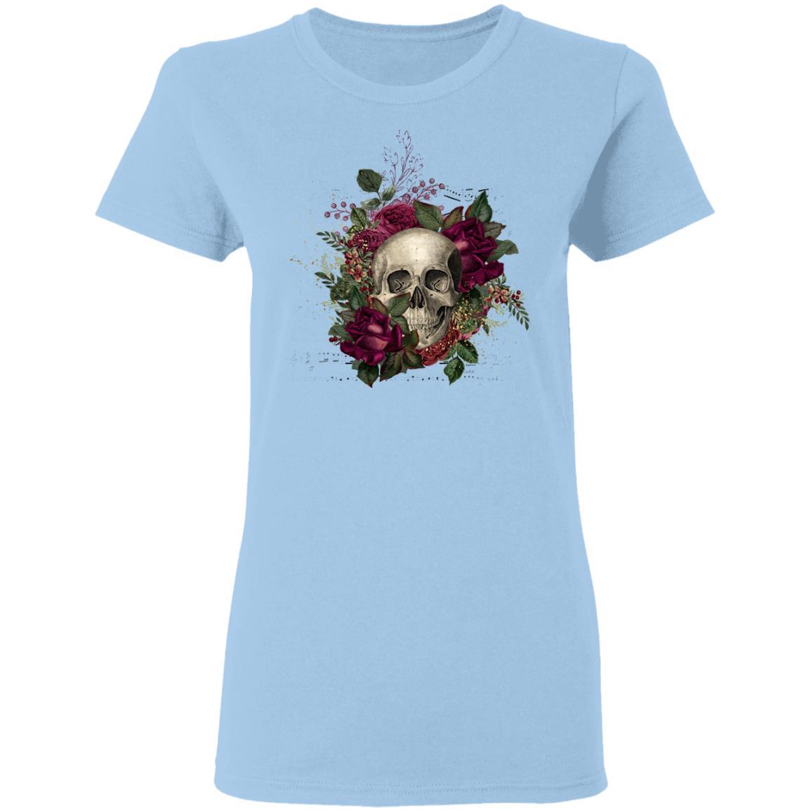 T-Shirts Light Blue / S Winey Bitches Co Skull Design #2 Ladies' 5.3 oz. T-Shirt WineyBitchesCo