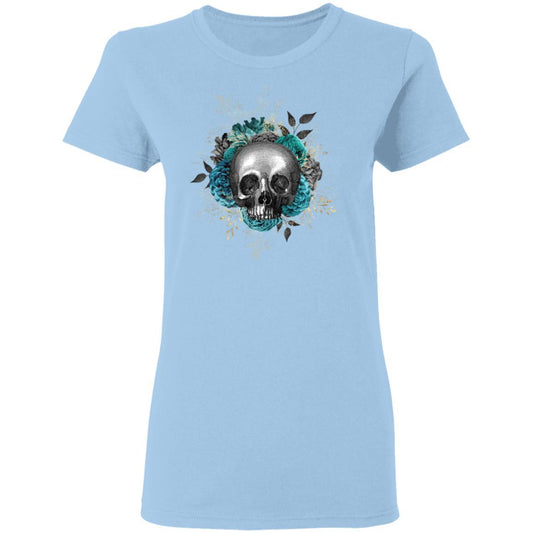 T-Shirts Light Blue / S Winey Bitches Co Skull Design #3 Ladies' 5.3 oz. T-Shirt WineyBitchesCo