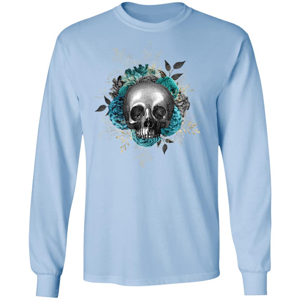 T-Shirts Light Blue / S Winey Bitches Co Skull Design #3 LS Ultra Cotton T-Shirt WineyBitchesCo