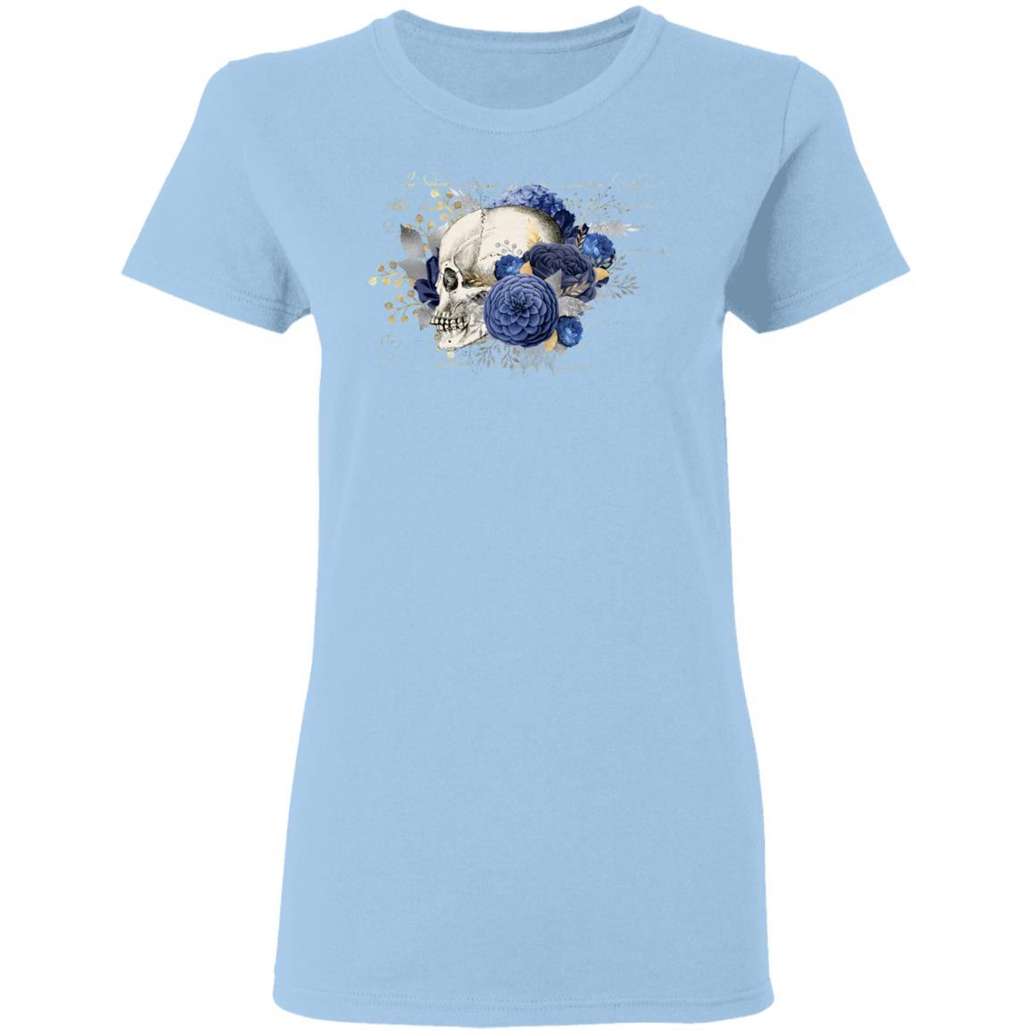 T-Shirts Light Blue / S Winey Bitches Co Skull Design #4 Ladies' 5.3 oz. T-Shirt WineyBitchesCo