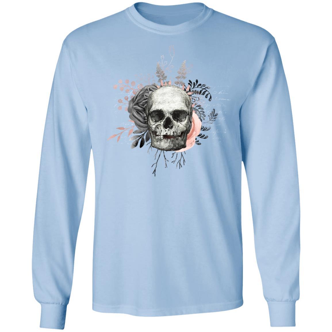 T-Shirts Light Blue / S Winey Bitches Co Skull Design #4 LS Ultra Cotton T-Shirt WineyBitchesCo