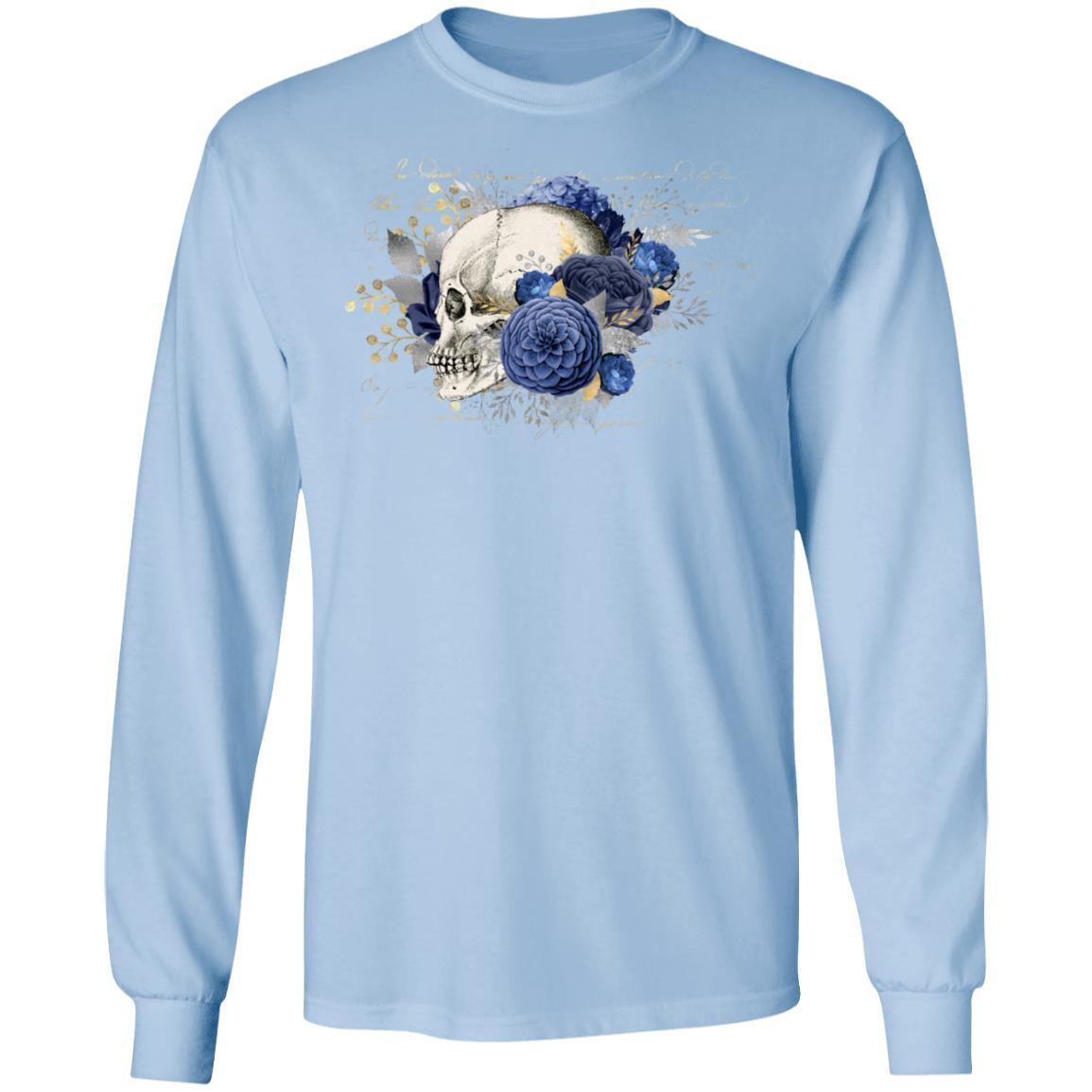 T-Shirts Light Blue / S Winey Bitches Co Skull Design #5 LS Ultra Cotton T-Shirt WineyBitchesCo