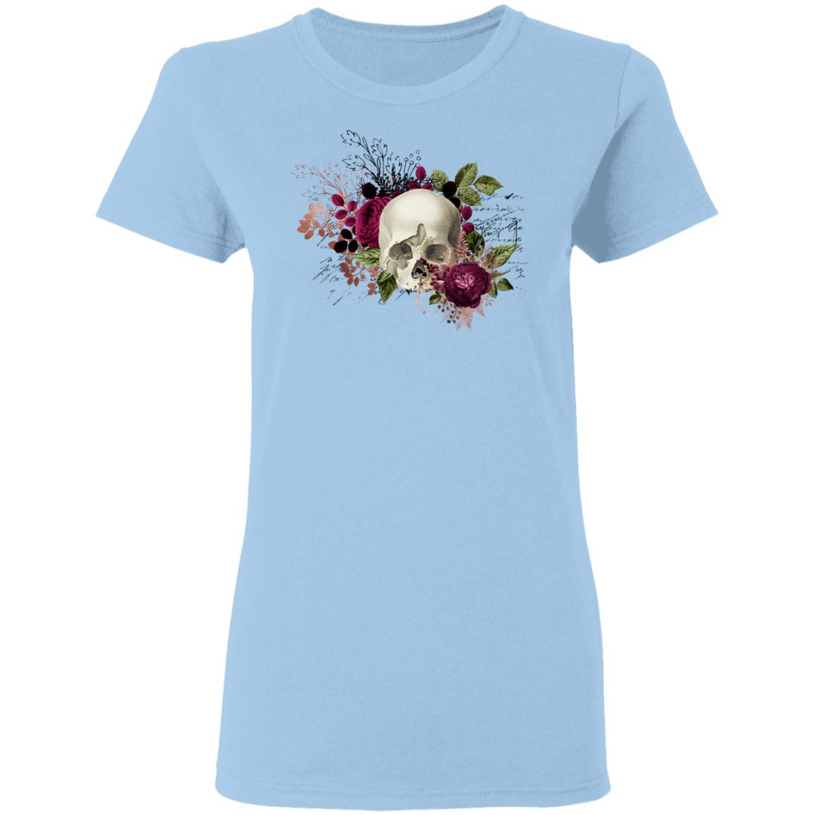 T-Shirts Light Blue / S Winey Bitches Co Skull Design #6 Ladies' 5.3 oz. T-Shirt WineyBitchesCo