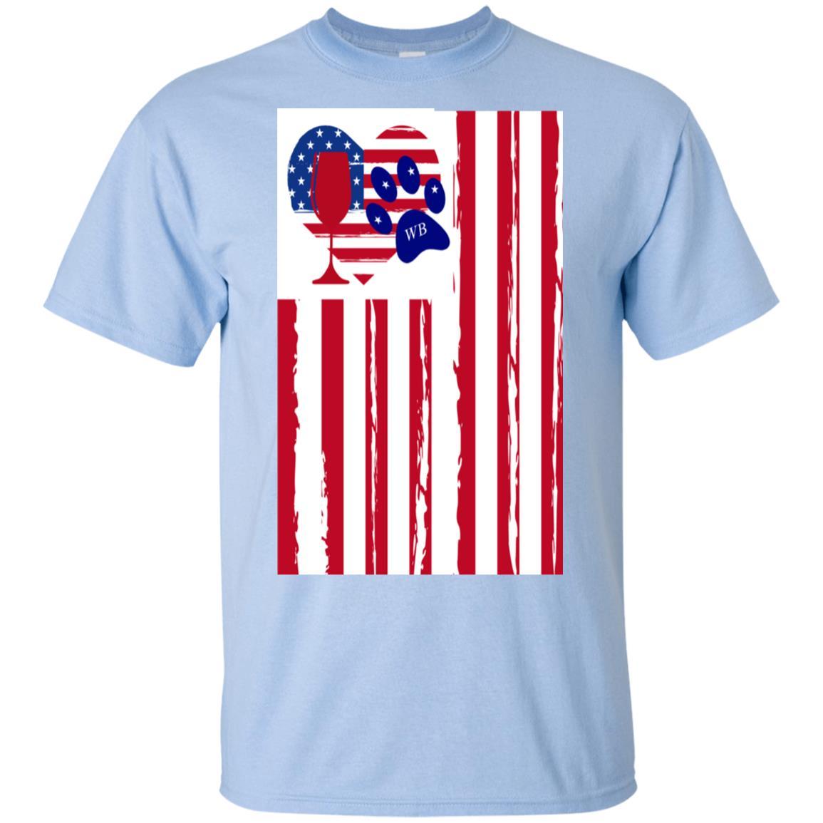 T-Shirts Light Blue / S WineyBitches.Co American Flag Wine Paw Heart Ultra Cotton T-Shirt WineyBitchesCo