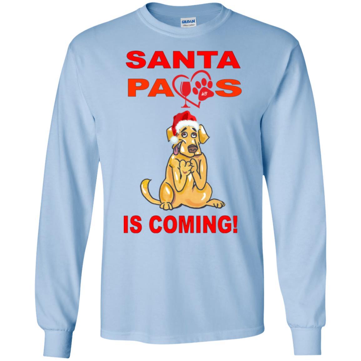 T-Shirts Light Blue / S WineyBitches.co "Santa Paws Is Coming" LS Ultra Cotton T-Shirt WineyBitchesCo