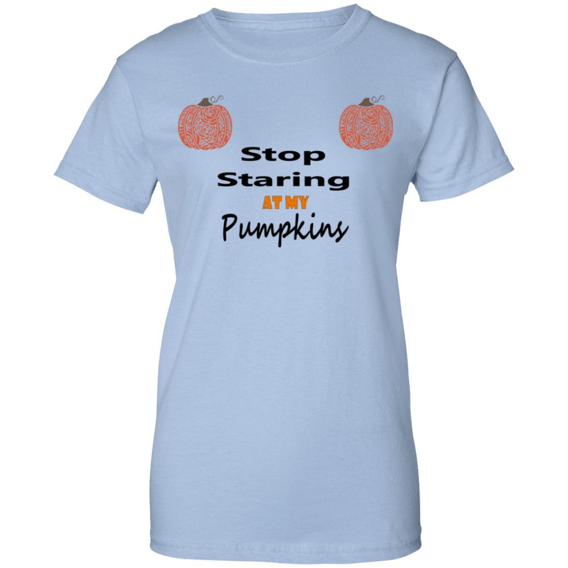 T-Shirts Light Blue / X-Small WineyBitches.Co "Stop Staring At My Pumpkins" Ladies' 100% Cotton T-Shirt WineyBitchesCo