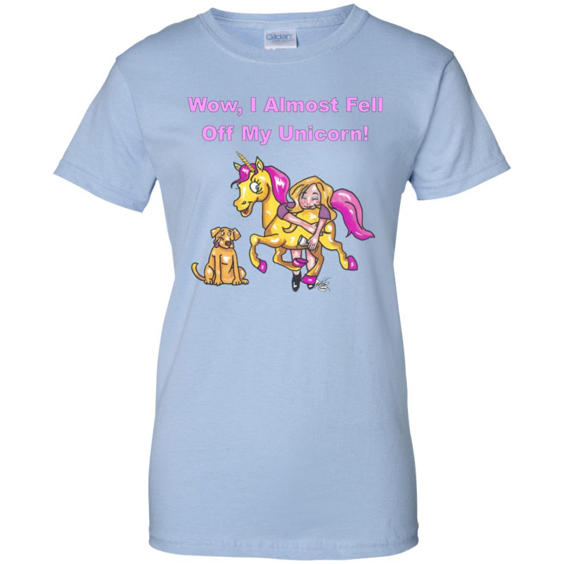 T-Shirts Light Blue / X-Small WineyBitches.co "Wow I Almost Fell Off My Unicorn Ladies' 100% Cotton T-Shirt WineyBitchesCo