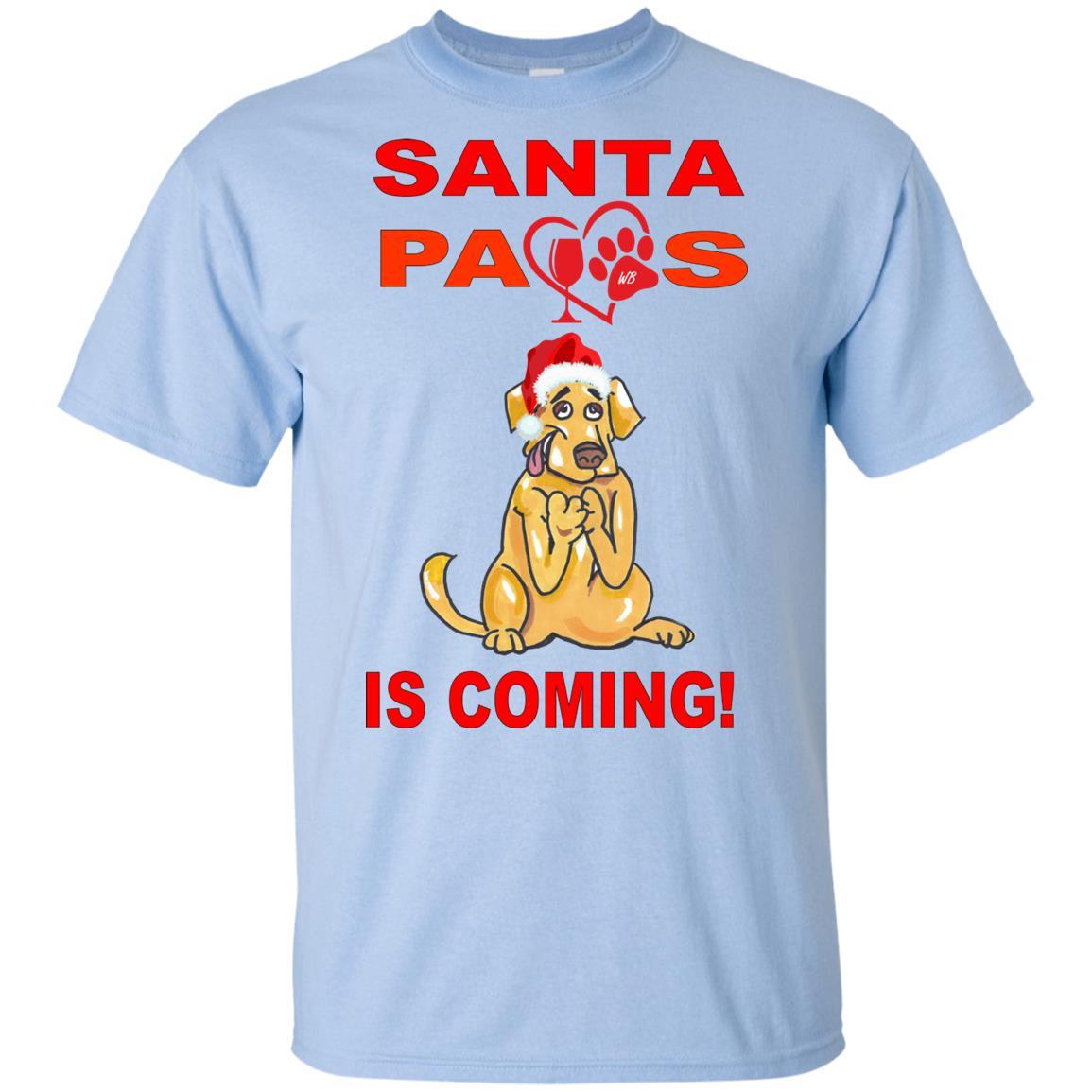 T-Shirts Light Blue / YXS WineyBitches.co Santa Paws Is Coming Youth Ultra Cotton T-Shirt WineyBitchesCo