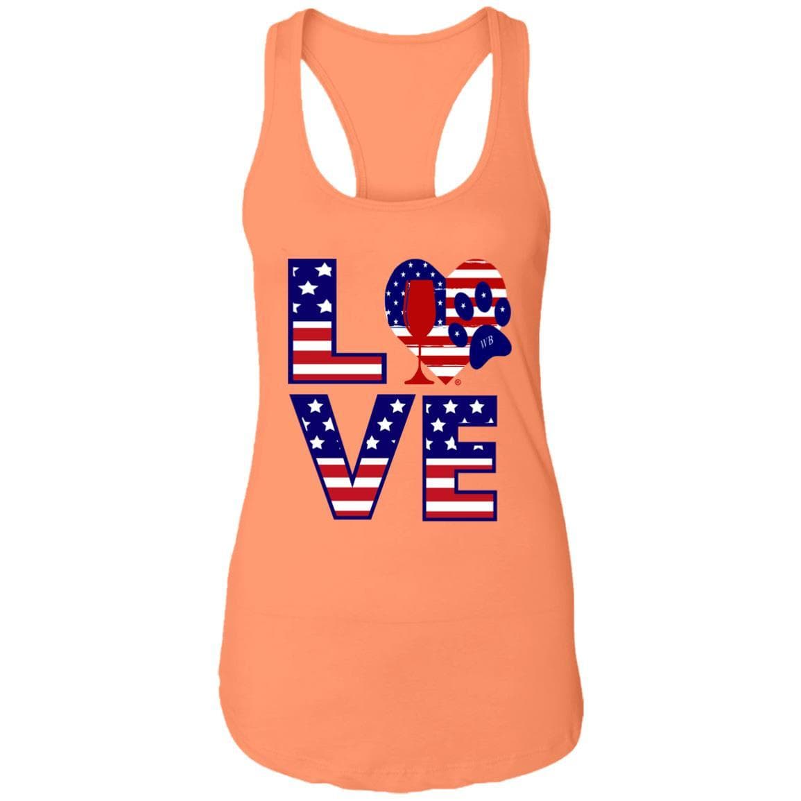 T-Shirts Light Orange / X-Small Winey Bitches Co "American Love Paw"  Ladies Ideal Racerback Tank WineyBitchesCo