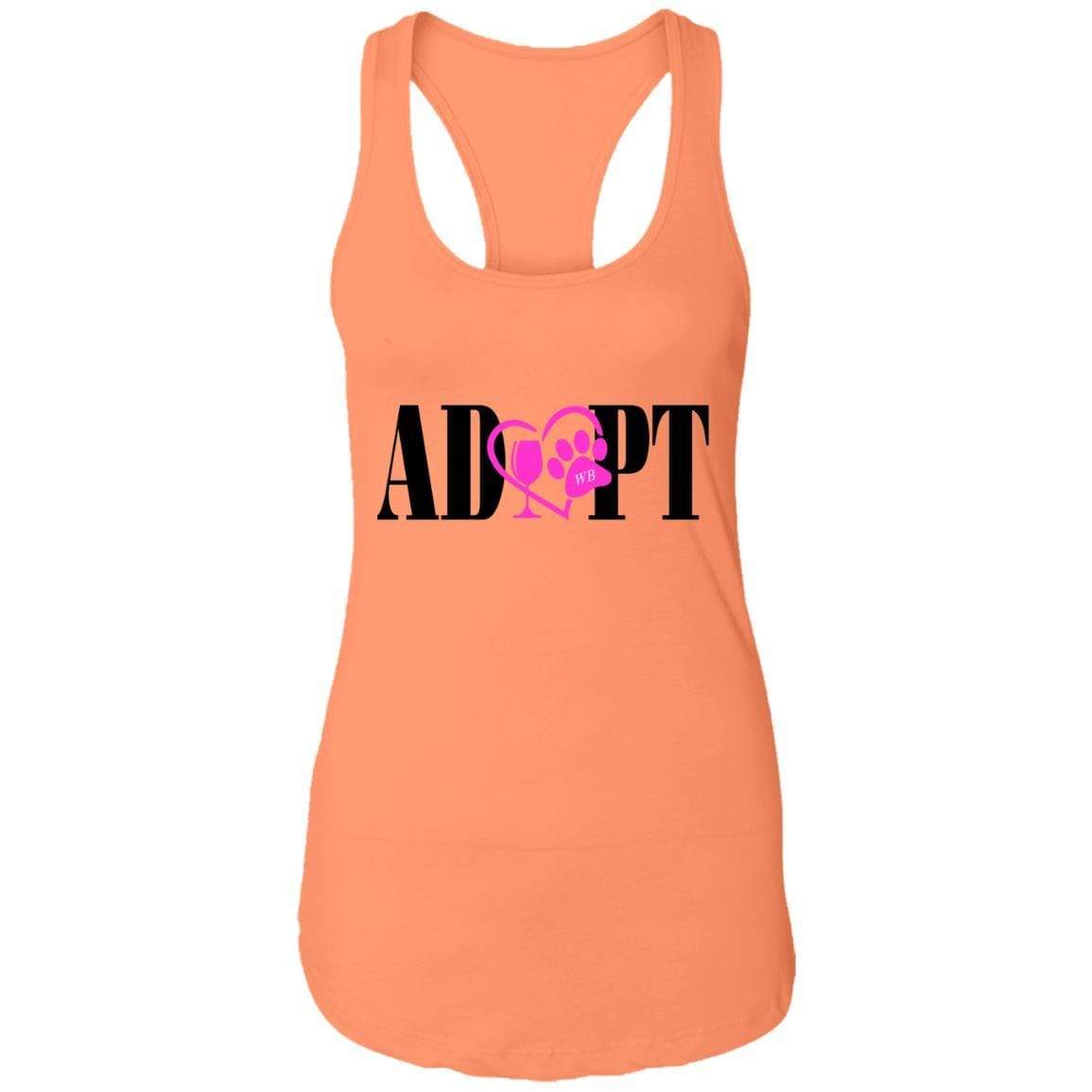 T-Shirts Light Orange / X-Small WineyBitches.Co “Adopt” Ladies Ideal Racerback Tank- Pink Heart- Blk Lettering WineyBitchesCo