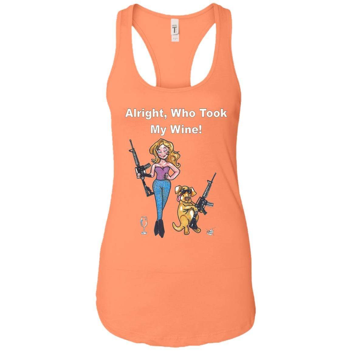 T-Shirts Light Orange / X-Small WineyBitches.co "Who Took My Wine" Racerback Tank-White Lettering WineyBitchesCo