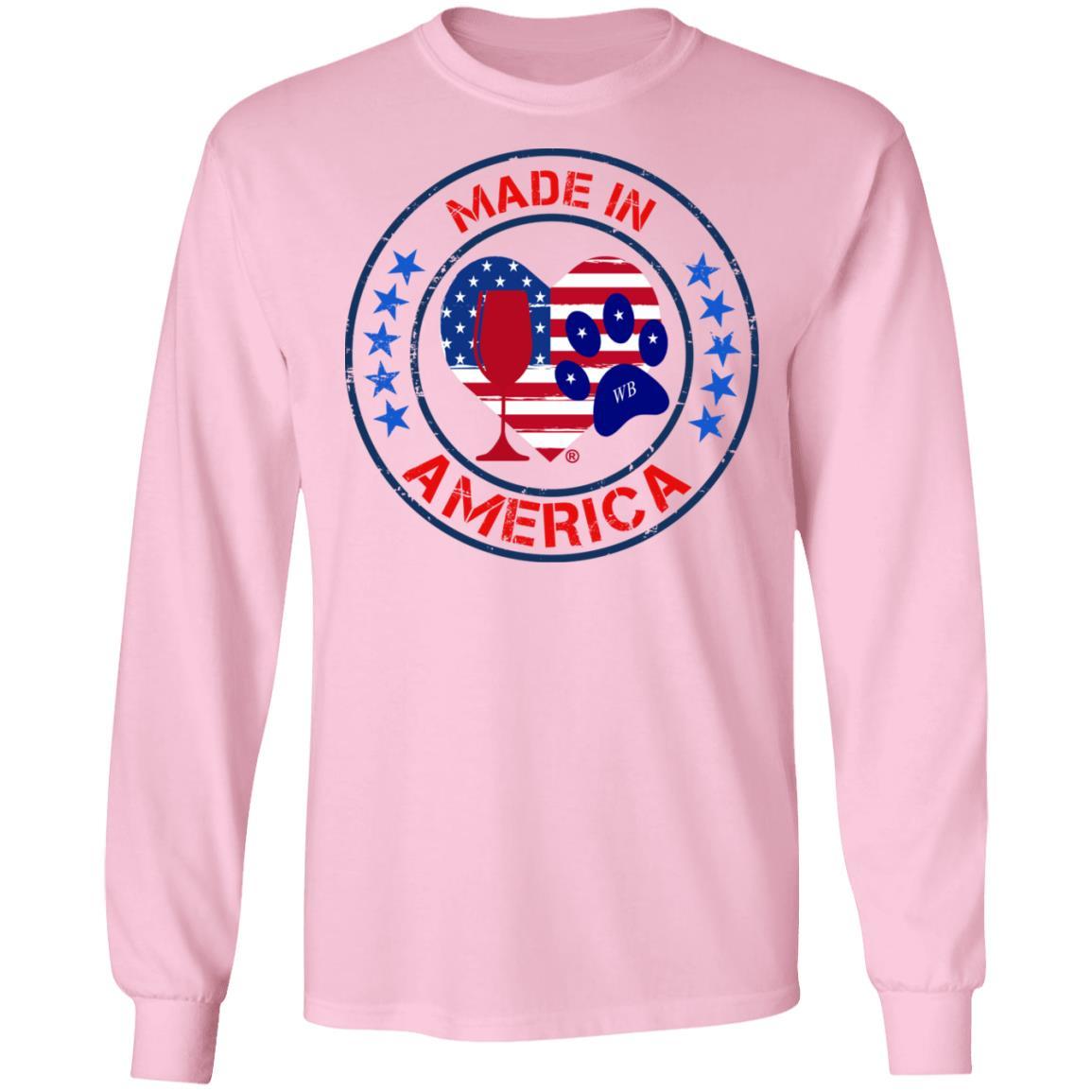 T-Shirts Light Pink / S Winey Bitches Co "Made In America" LS Ultra Cotton T-Shirt WineyBitchesCo
