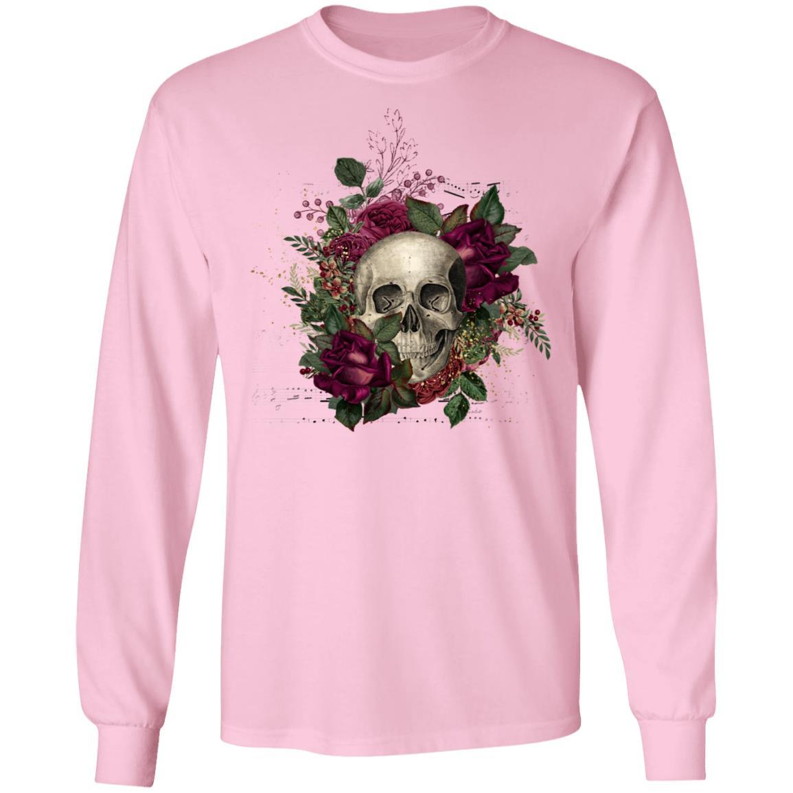 T-Shirts Light Pink / S Winey Bitches Co Skull Design #2 LS Ultra Cotton T-Shirt WineyBitchesCo
