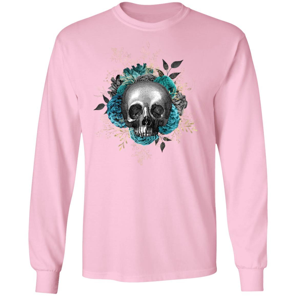 T-Shirts Light Pink / S Winey Bitches Co Skull Design #3 LS Ultra Cotton T-Shirt WineyBitchesCo