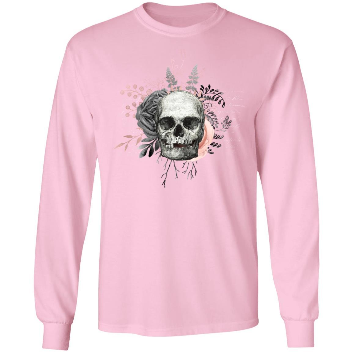 T-Shirts Light Pink / S Winey Bitches Co Skull Design #4 LS Ultra Cotton T-Shirt WineyBitchesCo