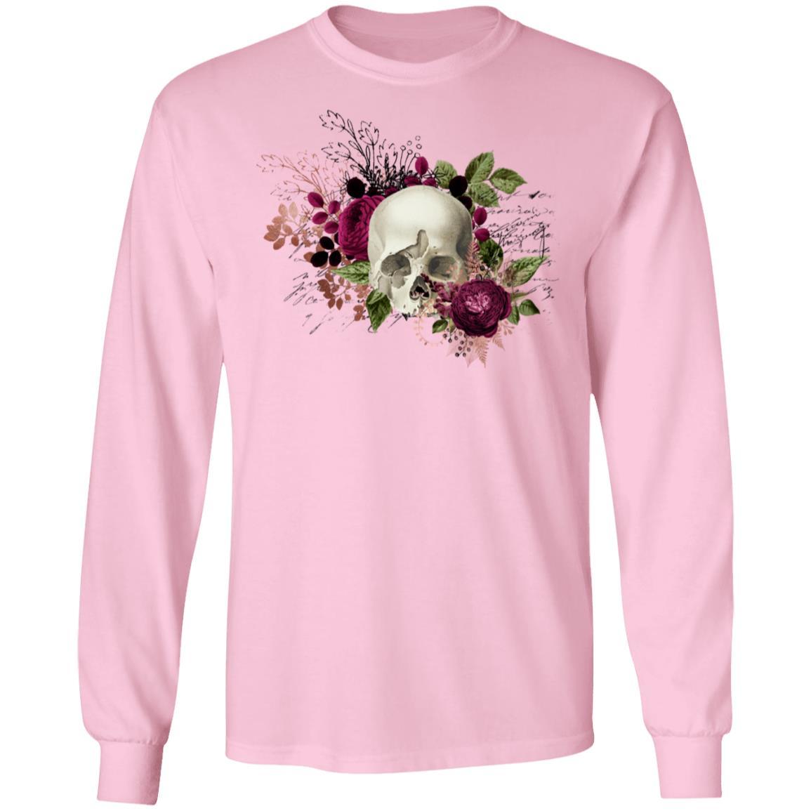 T-Shirts Light Pink / S Winey Bitches Co Skull Design #6 LS Ultra Cotton T-Shirt WineyBitchesCo