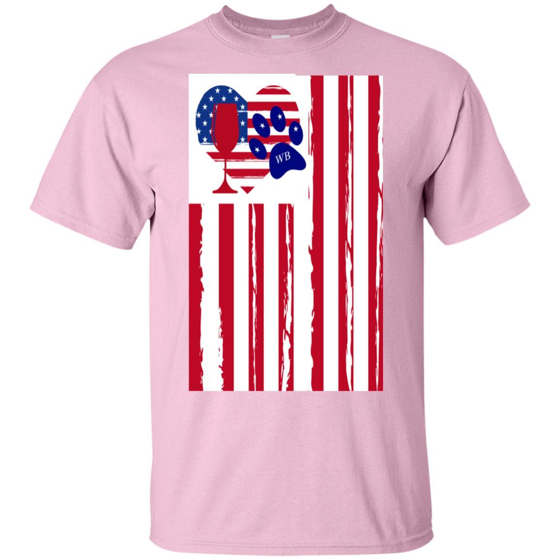 T-Shirts Light Pink / S WineyBitches.Co American Flag Wine Paw Heart Ultra Cotton T-Shirt WineyBitchesCo