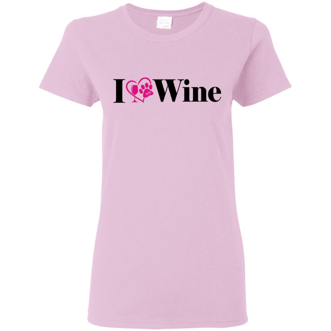 T-Shirts Light Pink / S WineyBitches.Co "I Love Wine" Ladies' 5.3 oz. T-Shirt WineyBitchesCo
