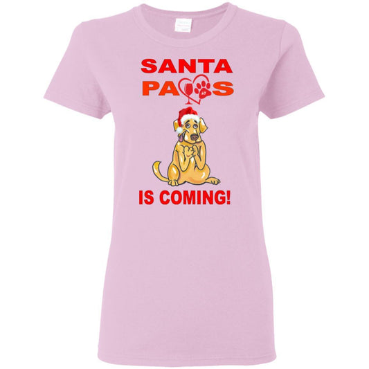 T-Shirts Light Pink / S WineyBitches.co "Santa Paws Is Coming" Ladies' 5.3 oz. T-Shirt WineyBitchesCo