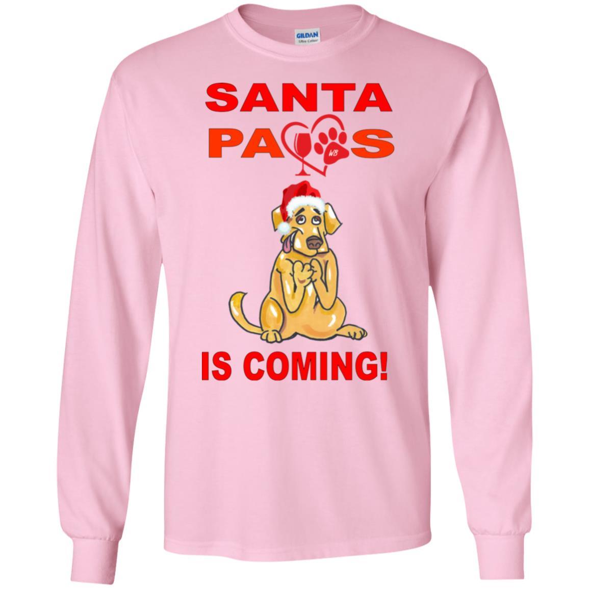 T-Shirts Light Pink / S WineyBitches.co "Santa Paws Is Coming" LS Ultra Cotton T-Shirt WineyBitchesCo