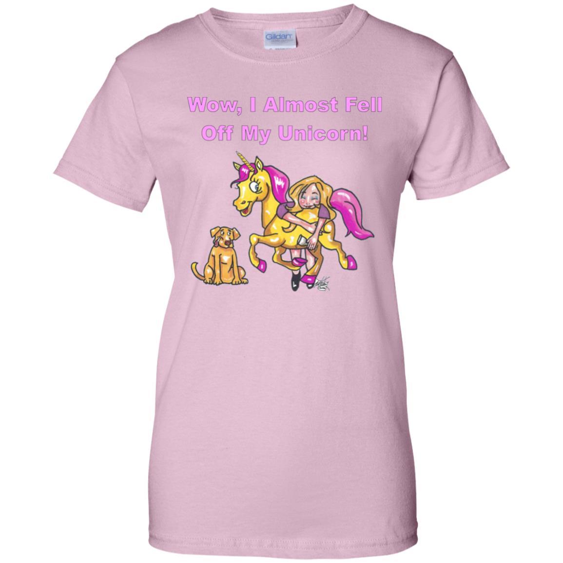 T-Shirts Light Pink / X-Small WineyBitches.co "Wow I Almost Fell Off My Unicorn Ladies' 100% Cotton T-Shirt WineyBitchesCo