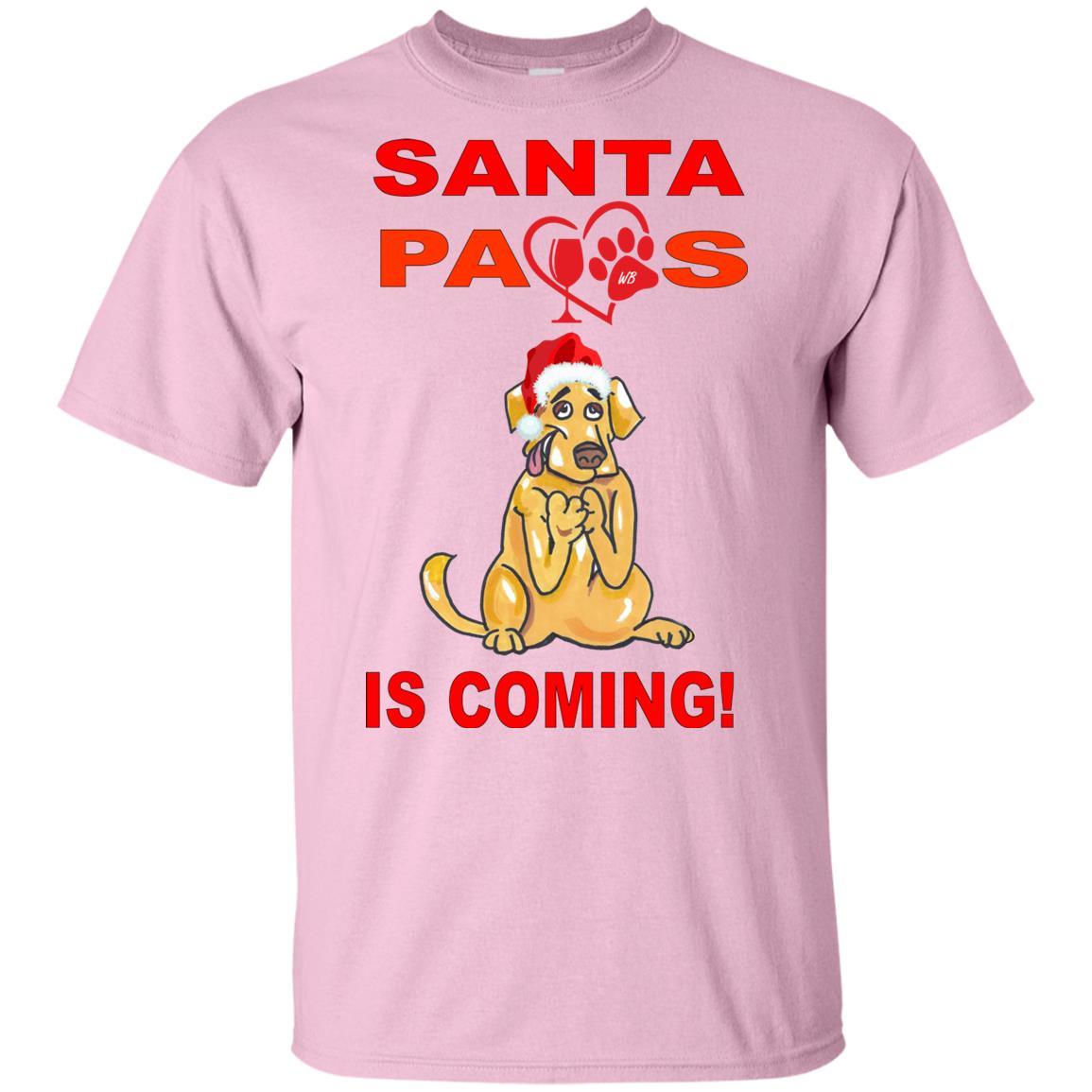 T-Shirts Light Pink / YXS WineyBitches.co Santa Paws Is Coming Youth Ultra Cotton T-Shirt WineyBitchesCo