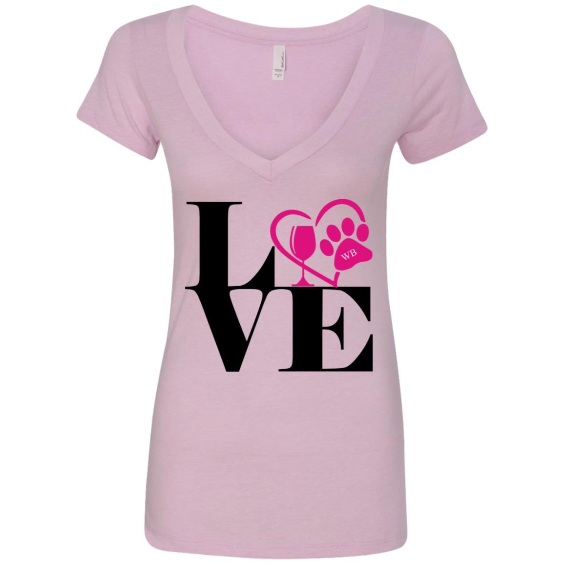 T-Shirts Lilac / S WineyBitches.Co "Love Paw 2" Ladies' Deep V-Neck T-Shirt WineyBitchesCo