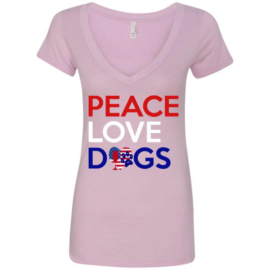 T-Shirts Lilac / S WineyBitches.Co Peace Love Dogs Ladies' Deep V-Neck T-Shirt WineyBitchesCo