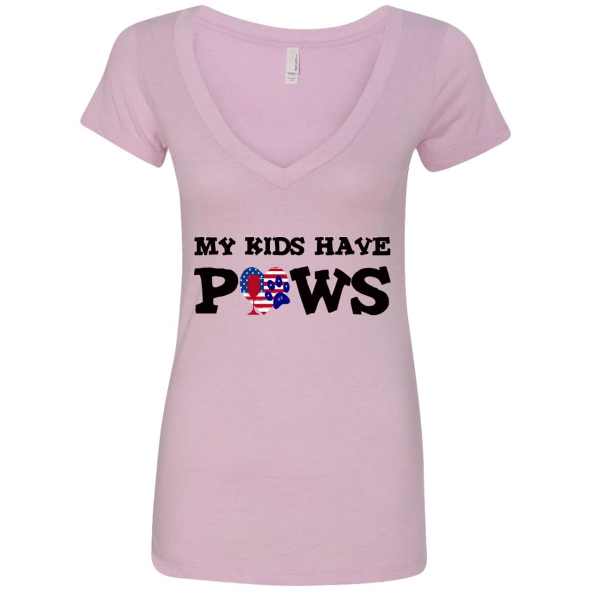 T-Shirts Lilac / S WineyBitches.Col My Kids Have Paws Ladies' Deep V-Neck T-Shirt WineyBitchesCo