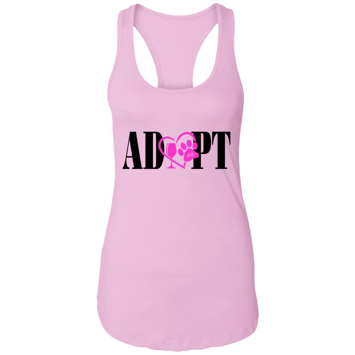 T-Shirts Lilac / X-Small WineyBitches.Co “Adopt” Ladies Ideal Racerback Tank- Pink Heart- Blk Lettering WineyBitchesCo