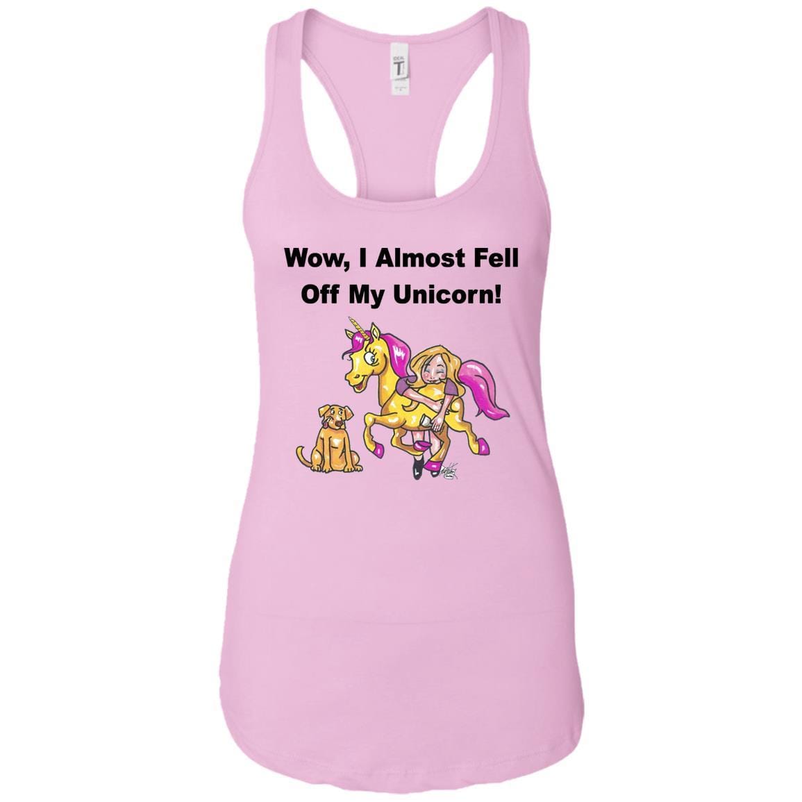 T-Shirts Lilac / X-Small WineyBitches.co "Wow, I Almost Fell Off My Unicorn" Ladies Ideal Racerback Tank- BLK Lettering WineyBitchesCo