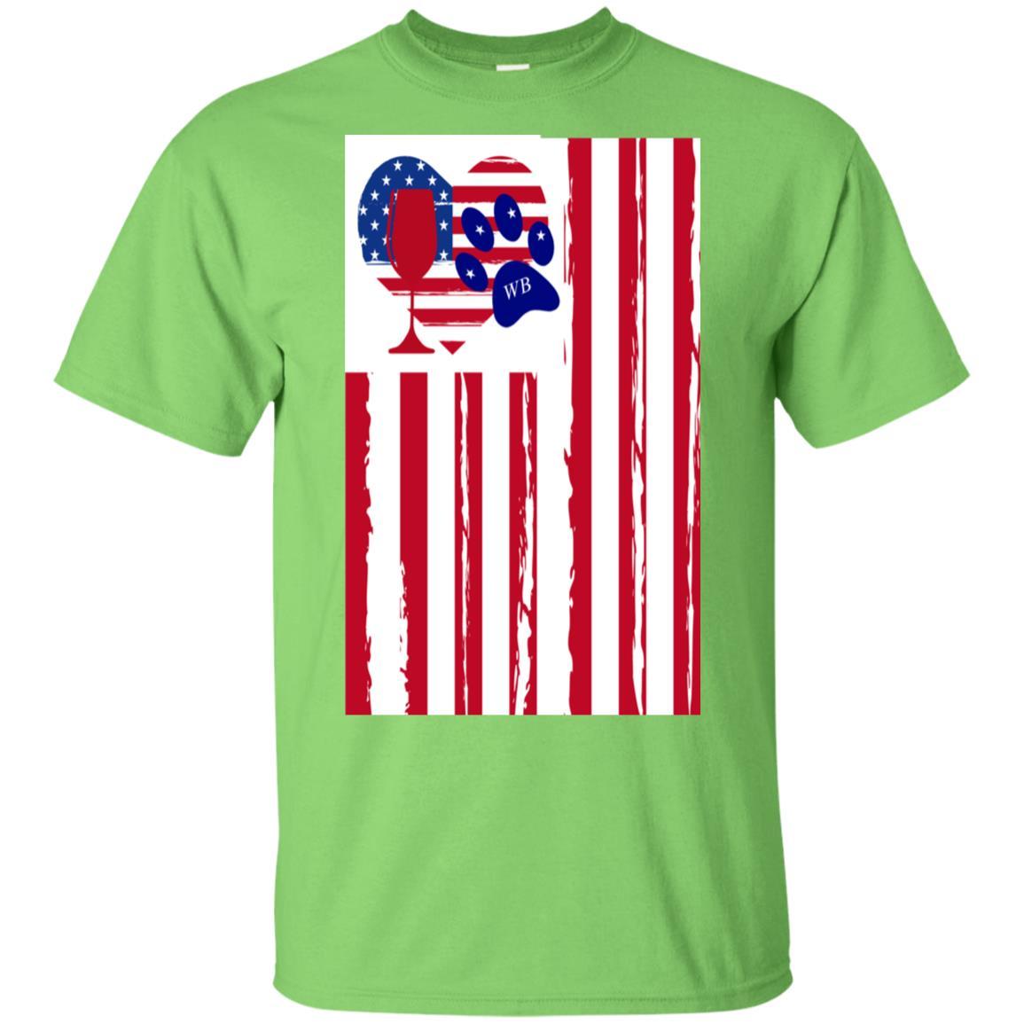 T-Shirts Lime / S WineyBitches.Co American Flag Wine Paw Heart Ultra Cotton T-Shirt WineyBitchesCo