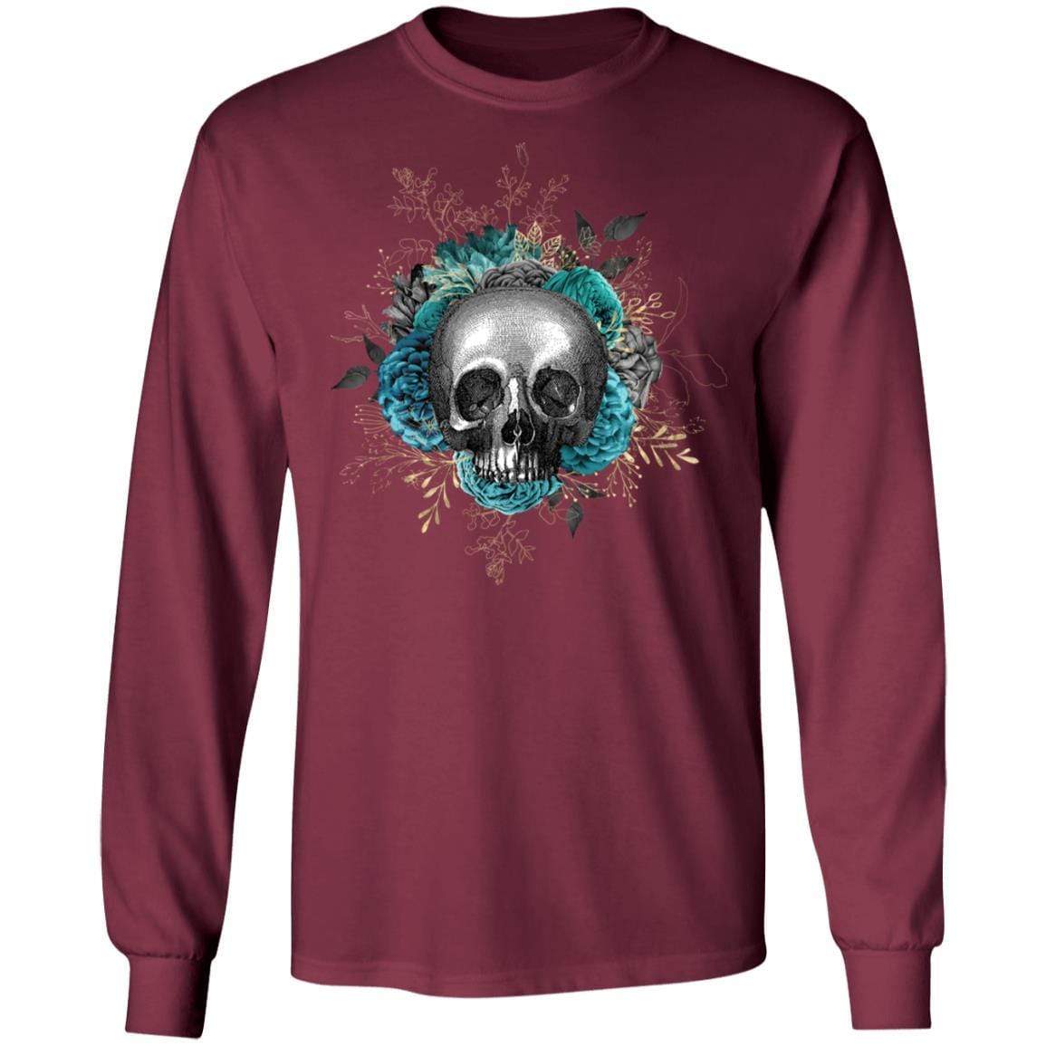 T-Shirts Maroon / S Winey Bitches Co Skull Design #3 LS Ultra Cotton T-Shirt WineyBitchesCo