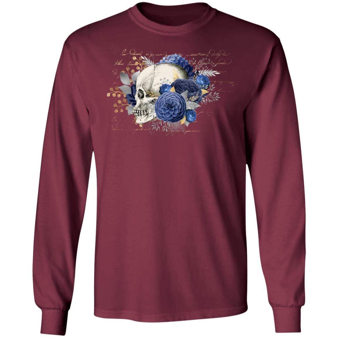 T-Shirts Maroon / S Winey Bitches Co Skull Design #5 LS Ultra Cotton T-Shirt WineyBitchesCo