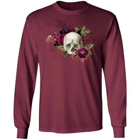 T-Shirts Maroon / S Winey Bitches Co Skull Design #6 LS Ultra Cotton T-Shirt WineyBitchesCo