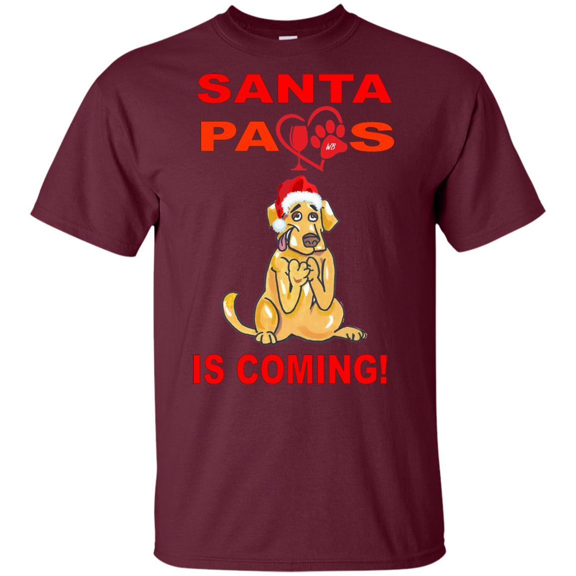 T-Shirts Maroon / YXS WineyBitches.co Santa Paws Is Coming Youth Ultra Cotton T-Shirt WineyBitchesCo