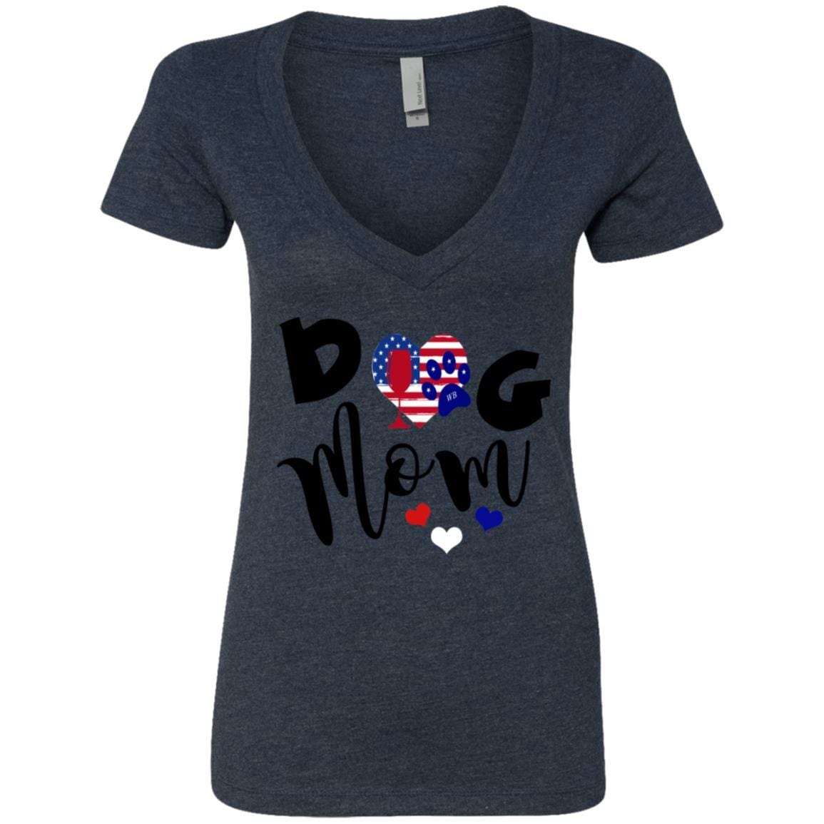 T-Shirts Midnight Navy / S WineyBitches.Col Dog Mom Ladies' Deep V-Neck T-Shirt WineyBitchesCo