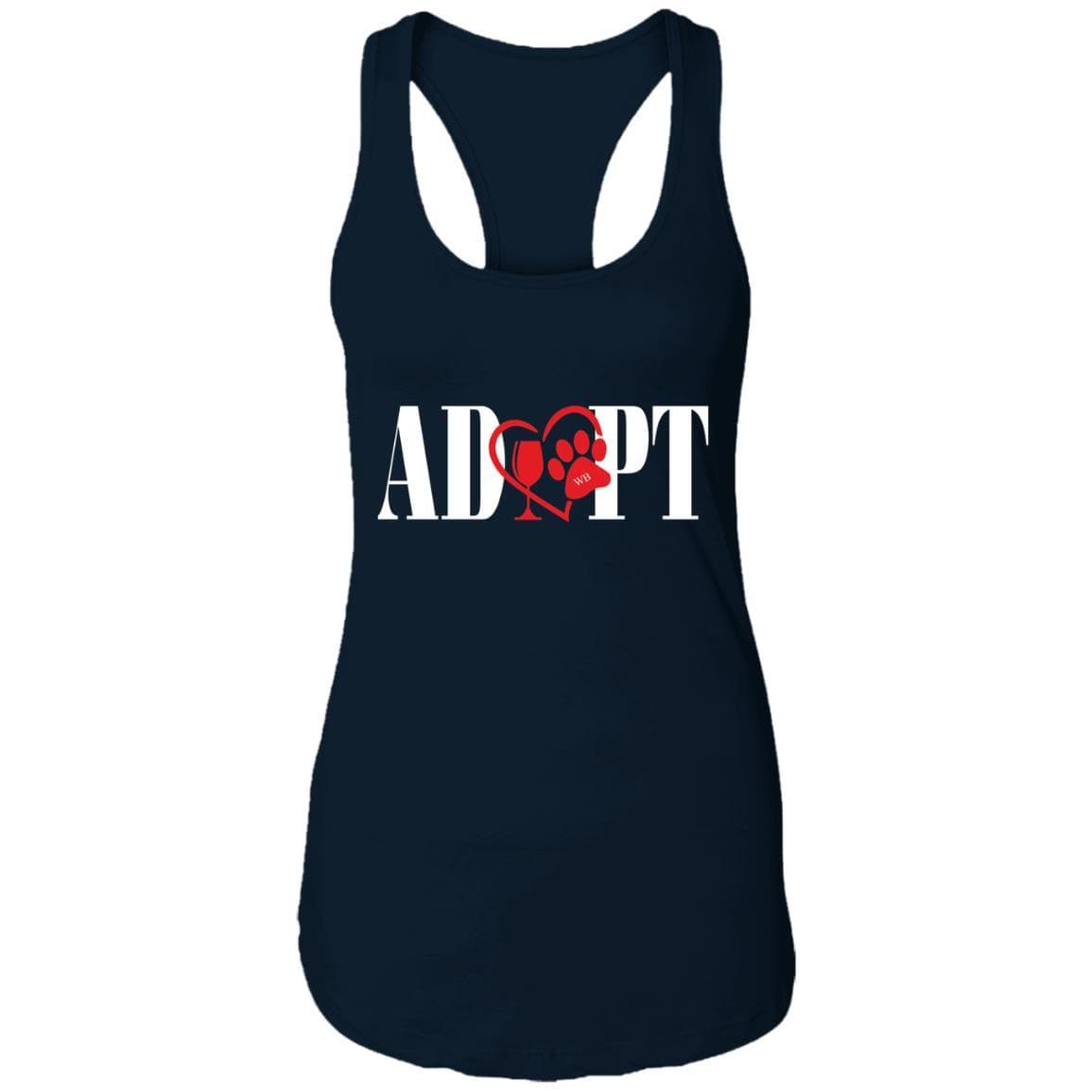 T-Shirts Midnight Navy / X-Small WineyBitches.Co “Adopt” Ladies Ideal Racerback Tank-Red Heart - Wht Lettering WineyBitchesCo