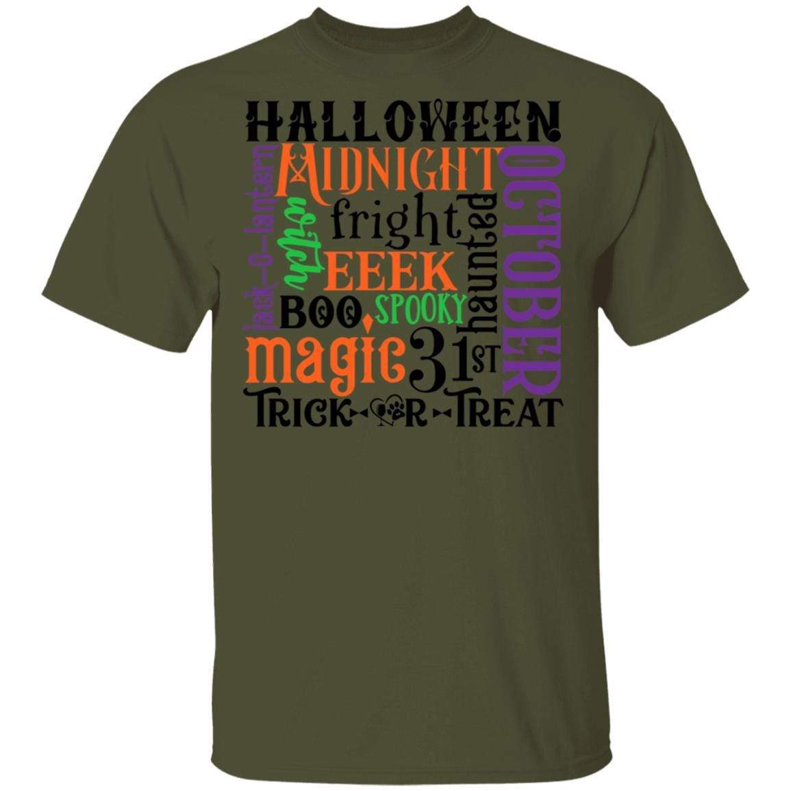 T-Shirts Military Green / S Winey Bitches Co "Halloween Word Jumble" 5.3 oz. T-Shirt WineyBitchesCo