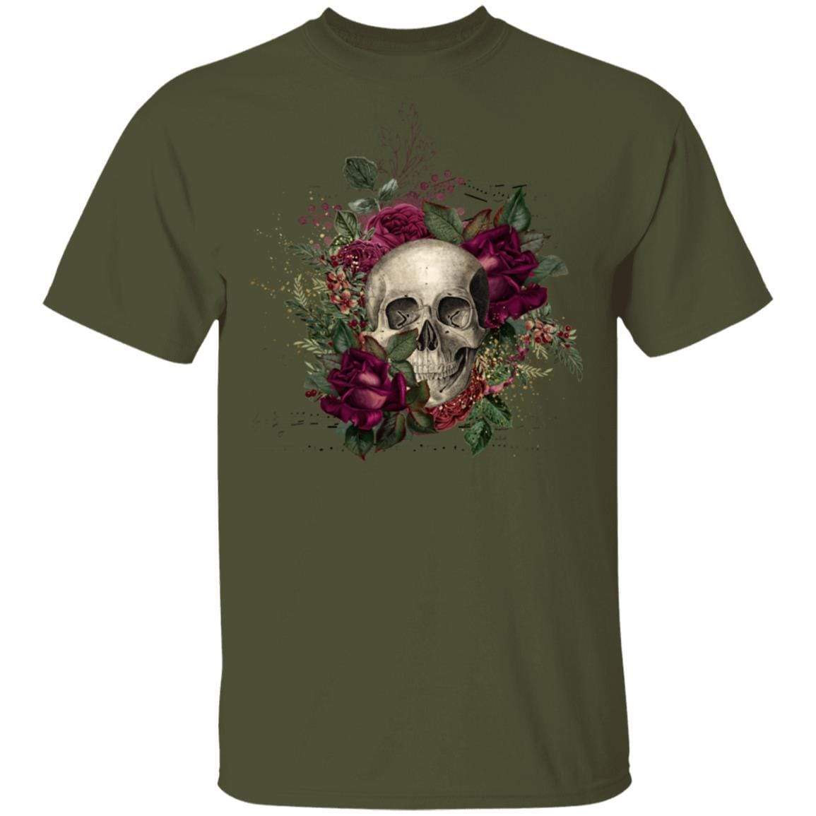 T-Shirts Military Green / S Winey Bitches Co Skull Design #2 5.3 oz. T-Shirt WineyBitchesCo