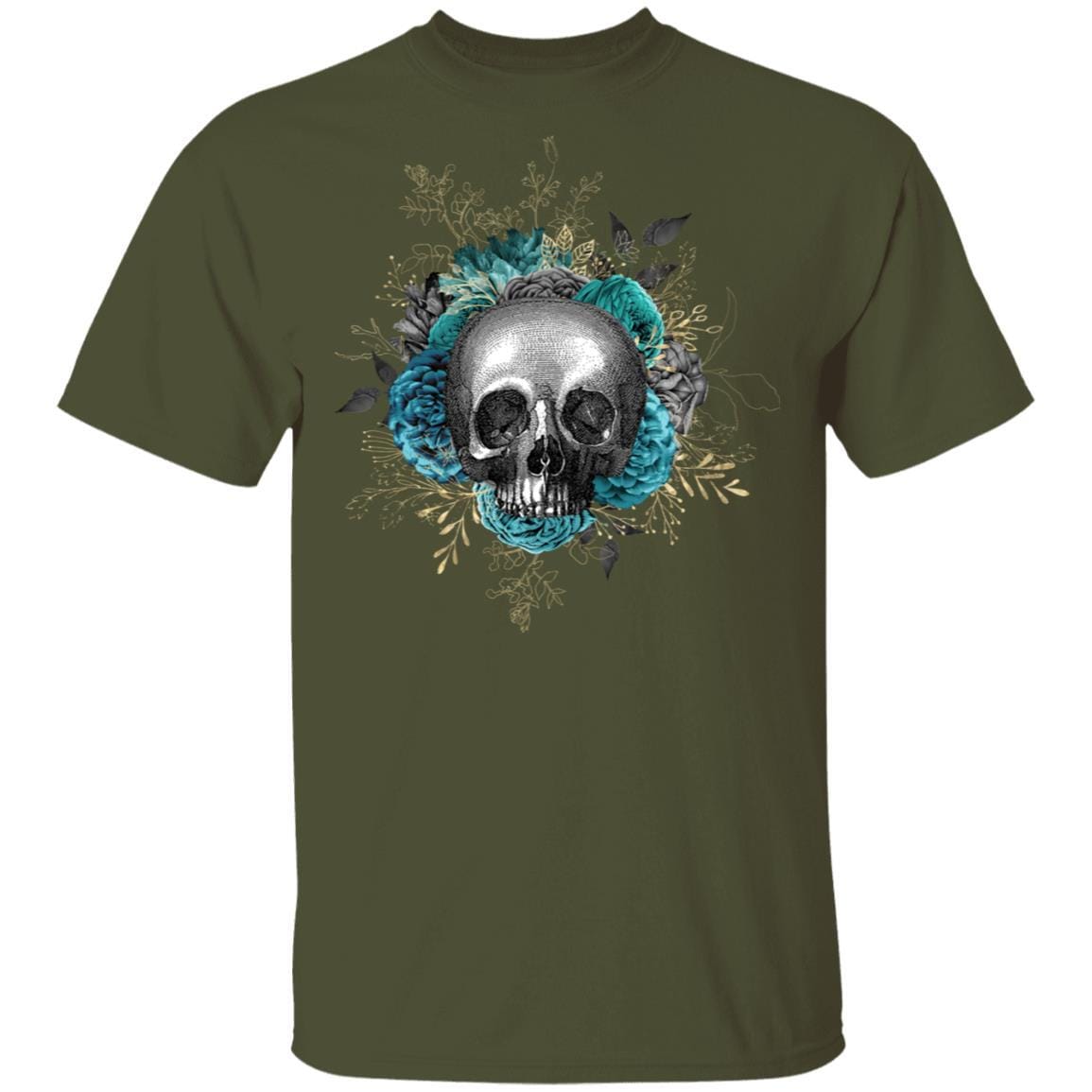 T-Shirts Military Green / S Winey Bitches Co Skull Design #3 5.3 oz. T-Shirt WineyBitchesCo