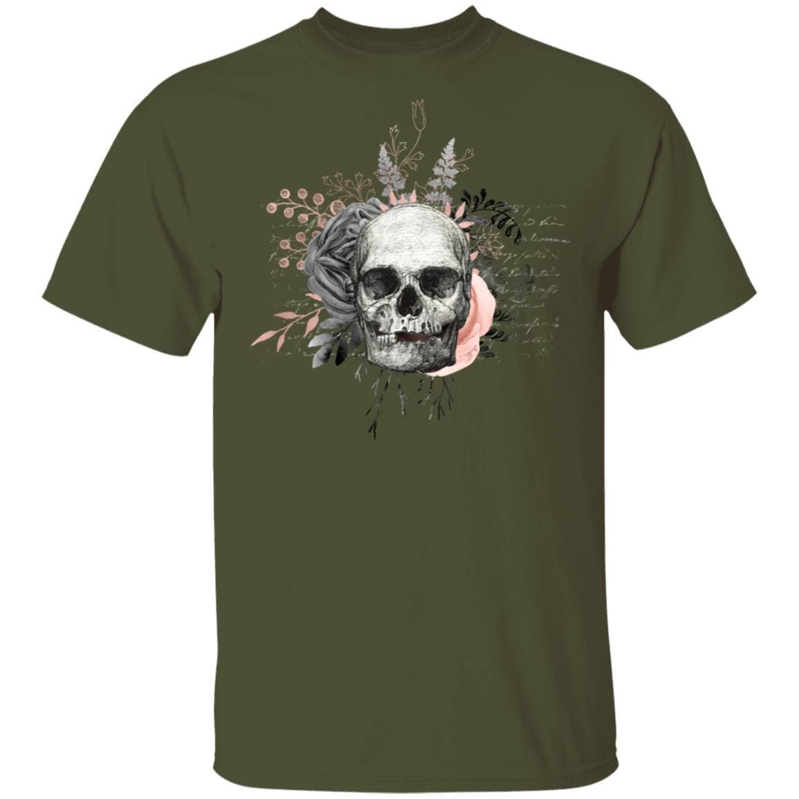T-Shirts Military Green / S Winey Bitches Co Skull Design #4 5.3 oz. T-Shirt WineyBitchesCo