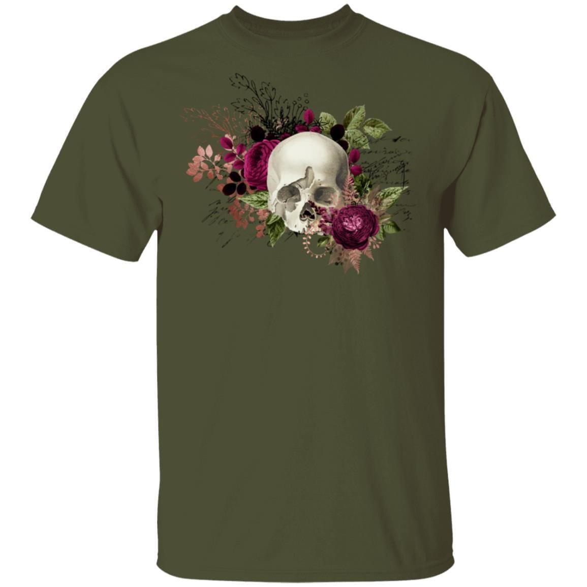 T-Shirts Military Green / S Winey Bitches Co Skull Design #6 5.3 oz. T-Shirt WineyBitchesCo