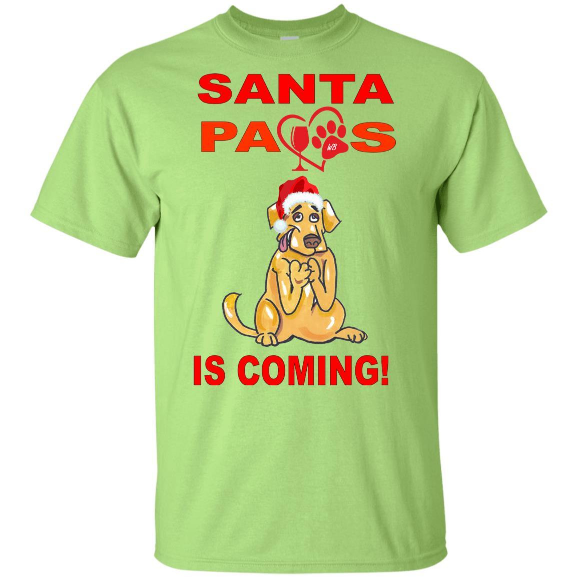 T-Shirts Mint Green / YXS WineyBitches.co Santa Paws Is Coming Youth Ultra Cotton T-Shirt WineyBitchesCo