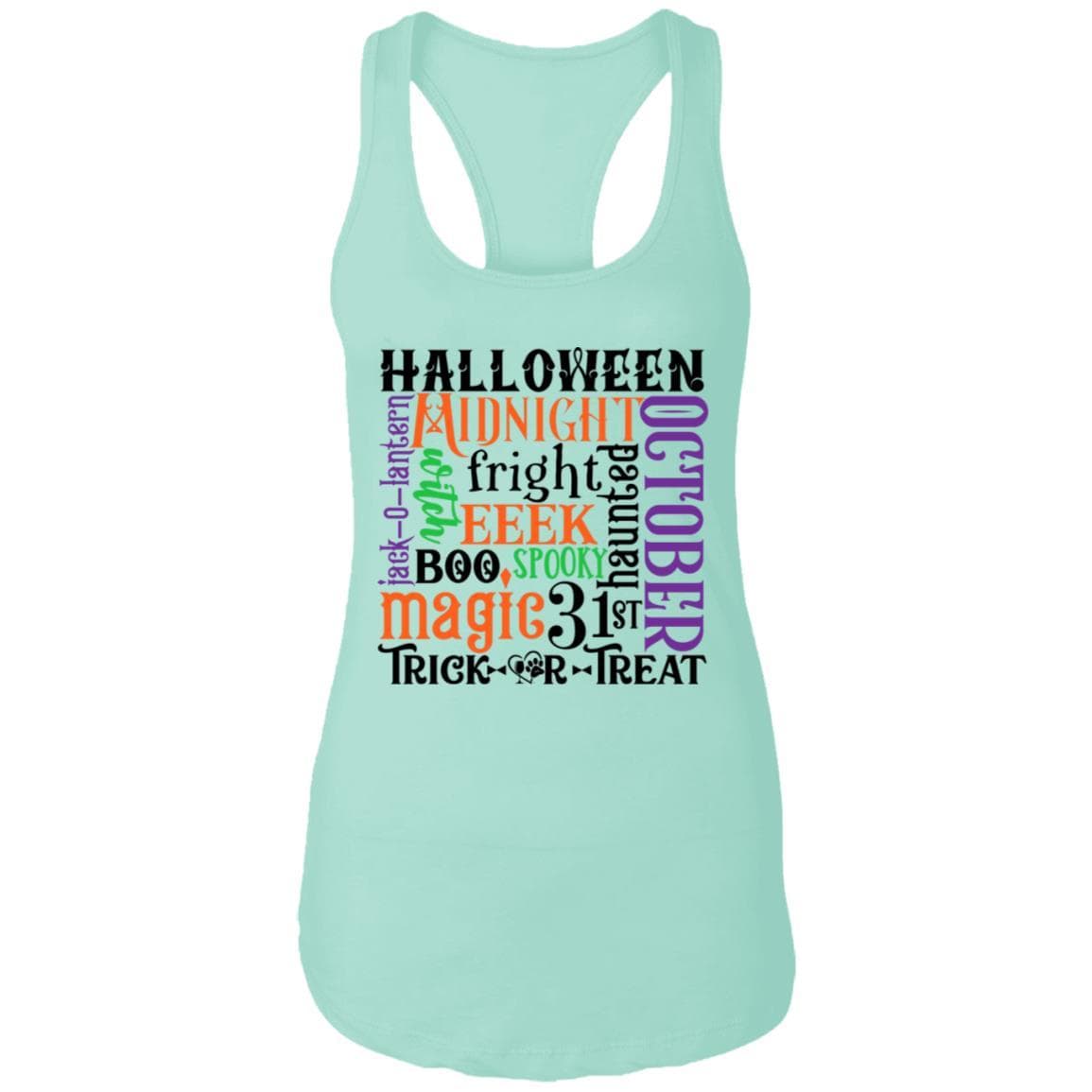 T-Shirts Mint / X-Small Winey Bitches Co "Halloween Word Jumble" Ladies Ideal Racerback Tank WineyBitchesCo