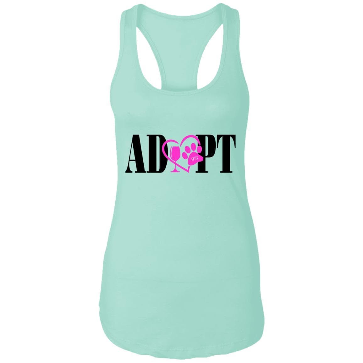T-Shirts Mint / X-Small WineyBitches.Co “Adopt” Ladies Ideal Racerback Tank- Pink Heart- Blk Lettering WineyBitchesCo
