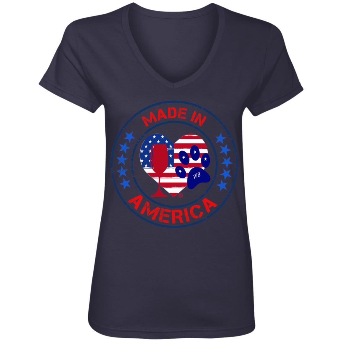 T-Shirts Navy / S Winey Bitches Co "Made In America" Ladies' V-Neck T-Shirt WineyBitchesCo