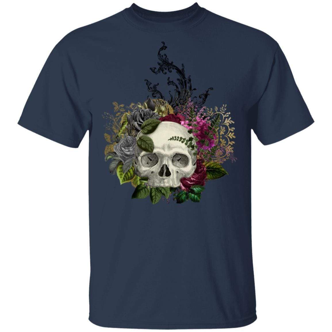T-Shirts Navy / S Winey Bitches Co Skull Design #1 5.3 oz. T-Shirt WineyBitchesCo