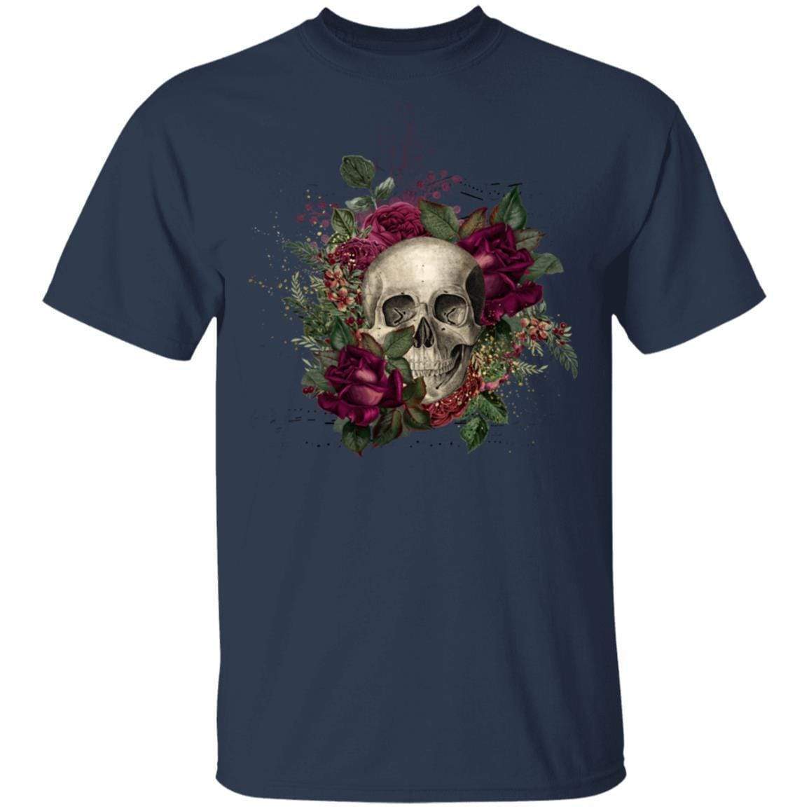 T-Shirts Navy / S Winey Bitches Co Skull Design #2 5.3 oz. T-Shirt WineyBitchesCo